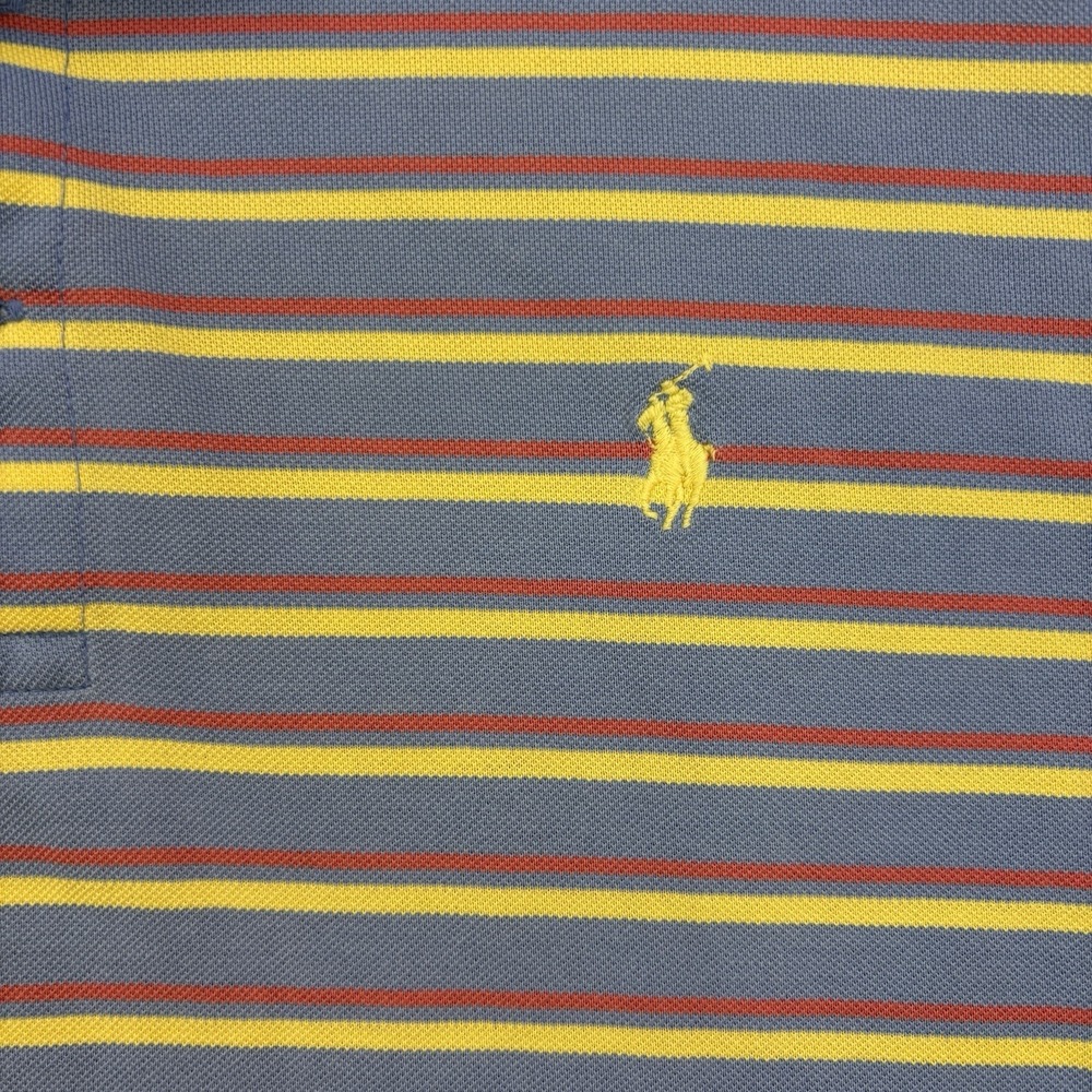 Vintage Polo Golf Polo Mens Large Blue Striped 90s Pima Cotton Pony Collared - Picture 3 of 10